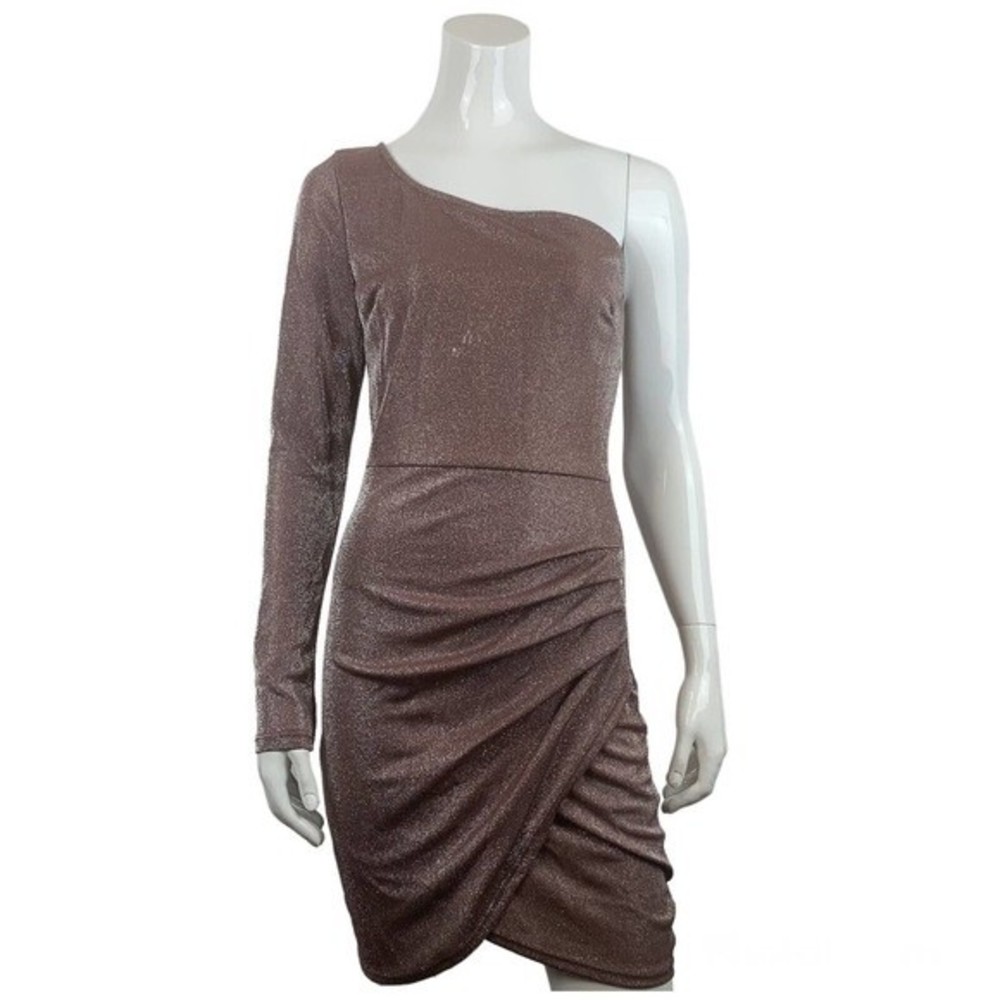 Windsor pink sparkly one shoulder tulip front dress large